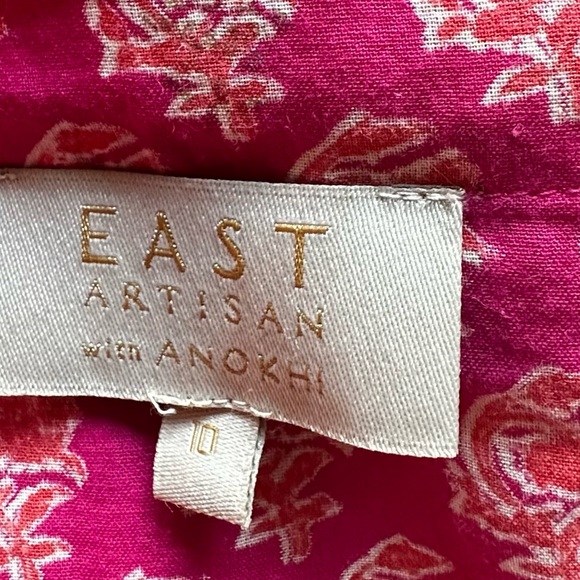 EAST ARTISAN with ANOKHI Floral Cotton Tunic Dress Top Size 10 Colors Pink Gold - Picture 14 of 15